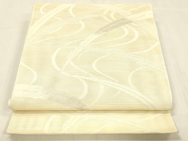 平和屋着物＊夏物　八寸名古屋帯　流水草葉文　銀糸　DABC8092cm