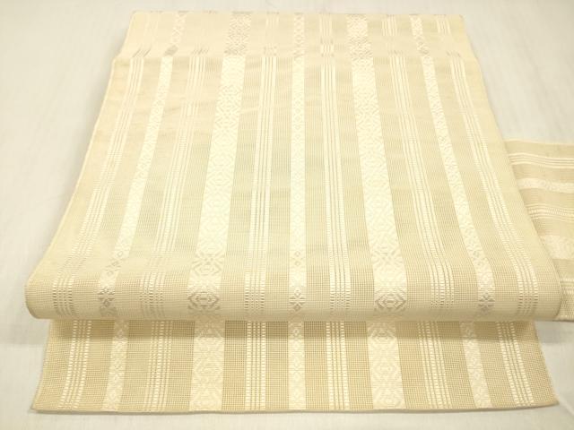 平和屋着物＊夏物　本場筑前博多織　八寸名古屋帯　紗献上　肌色　正絹　逸品　DABC8293cm