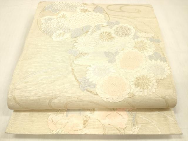 平和屋着物＊夏物　六通柄袋帯　流水草花文　金銀糸　正絹　逸品　DABC8830cm 平和屋着物＊夏物 六通柄袋帯 流水草花文 金銀糸 正絹 逸品 DABC8830cm