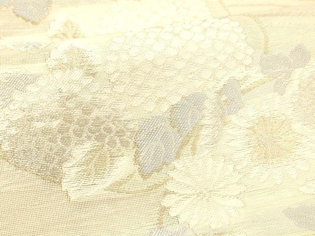 平和屋着物＊夏物 六通柄袋帯 流水草花文 金銀糸 正絹 逸品 DABC8315cm