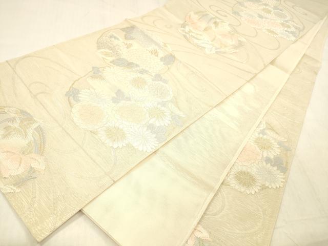 平和屋着物＊夏物　六通柄袋帯　流水草花文　金銀糸　正絹　逸品　DABC8830cm 平和屋着物＊夏物 六通柄袋帯 流水草花文 金銀糸 正絹 逸品 DABC8830cm