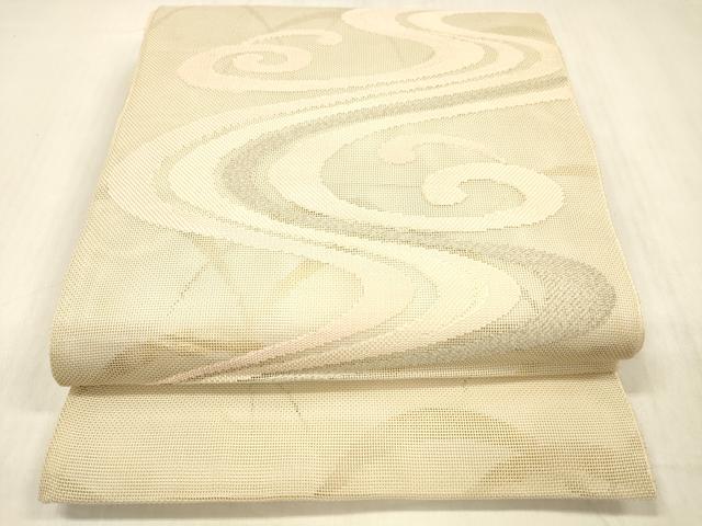 平和屋着物＊夏物　太鼓柄　本袋帯　流水芝文　銀糸　正絹　逸品　DABC8317cm