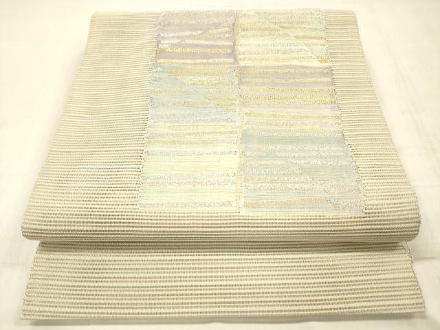 平和屋着物＊夏物　絽綴れ　八寸名古屋帯　抽象文様　金銀糸　正絹　逸品　DABC8341cm