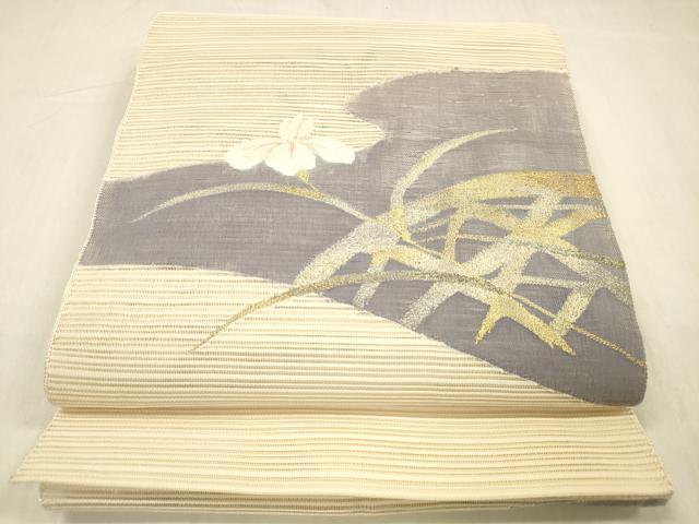 平和屋着物＊夏物 絽綴れ 八寸名古屋帯 籬草花文 金銀糸 正絹 逸品