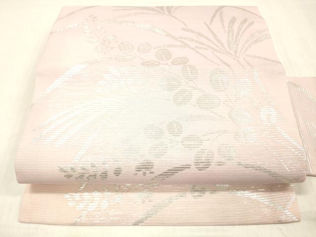 7082］名古屋帯 本場筑前博多織 更紗花 八寸 逸品 名古屋帯 逸品 正絹 正絹