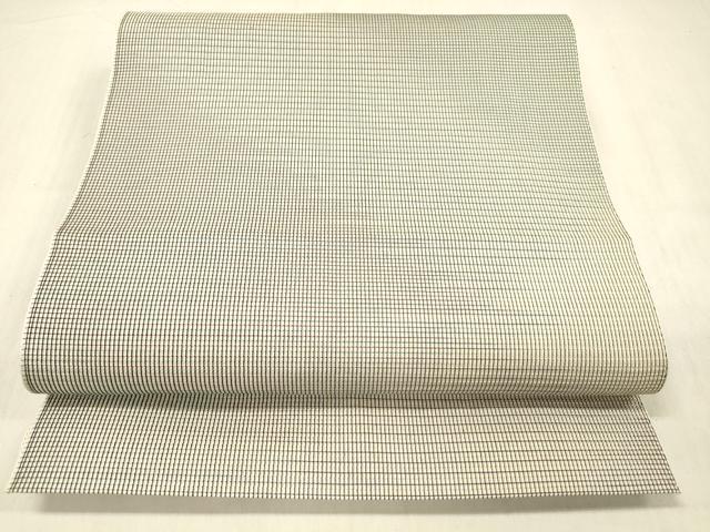 平和屋着物▽八寸名古屋帯　スリーシーズン　春夏秋　格子　正絹　逸品　DABC8427cm