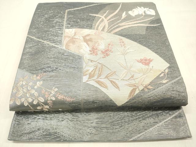 平和屋着物●両面　全通柄袋帯　紬地　鱗文様　金糸　さが美扱い　正絹　逸品　CABC5543hy 平和屋着物○両面 全通柄袋帯 紬地 鱗文様 金糸 さが美扱い 正絹 逸品
