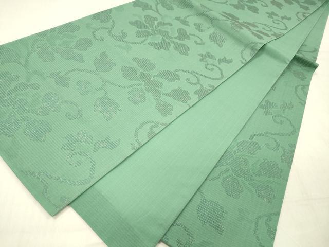 逸品 未使用 ますいわ屋謹製 正絹 袋帯 箔糸 銀通し 桐文 単衣や夏着物に 平和屋着物＊夏物 六通柄袋帯 花唐草文 金糸 正絹 逸品 DABC8444cm