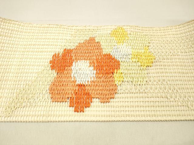 平和屋着物＊夏物　八寸名古屋帯　舞花文　正絹　逸品　DABC8536cm_4
