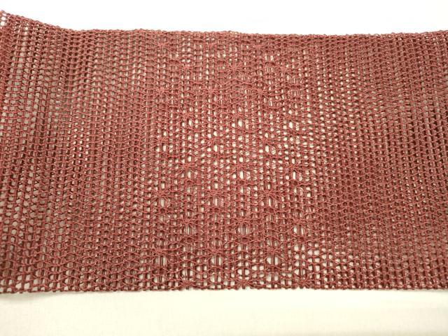 平和屋着物＊夏物　八寸名古屋帯　抽象文様　蘇芳色　正絹　逸品　DABC8537cm_4
