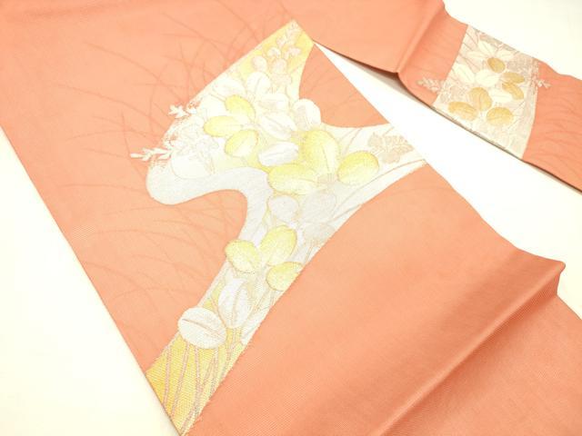 平和屋着物＊夏物　九寸名古屋帯　流水草葉文　金銀糸　正絹　逸品　DABC8540cm_1