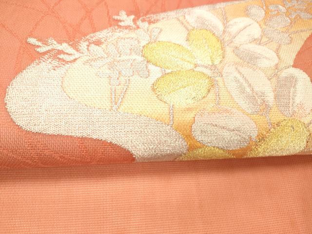 平和屋着物＊夏物　九寸名古屋帯　流水草葉文　金銀糸　正絹　逸品　DABC8540cm_2