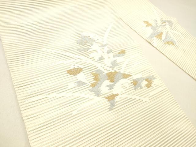 平和屋着物＊夏物　絽綴れ　八寸名古屋帯　草花文　金銀糸　正絹　逸品　DABC8541cm_1
