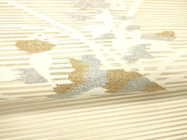 平和屋着物＊夏物　絽綴れ　八寸名古屋帯　草花文　金銀糸　正絹　逸品　DABC8541cm_2