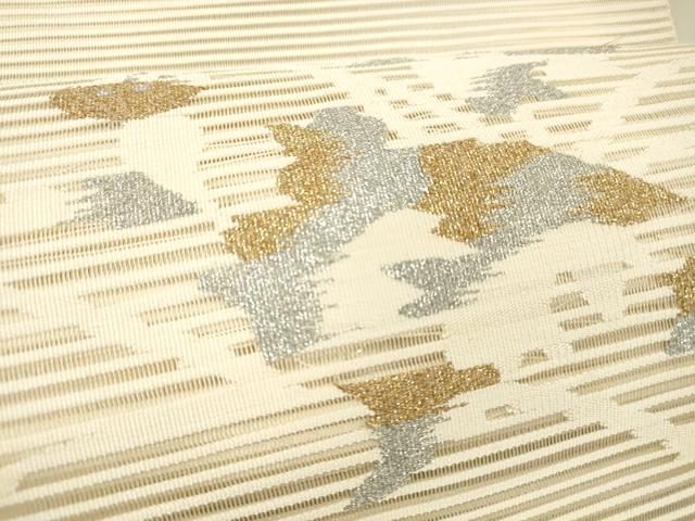 平和屋着物＊夏物　絽綴れ　八寸名古屋帯　草花文　金銀糸　正絹　逸品　DABC8541cm_3