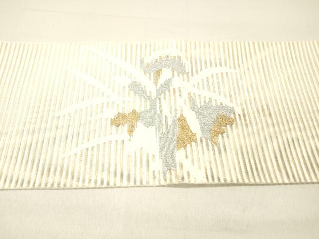 平和屋着物＊夏物　絽綴れ　八寸名古屋帯　草花文　金銀糸　正絹　逸品　DABC8541cm_4