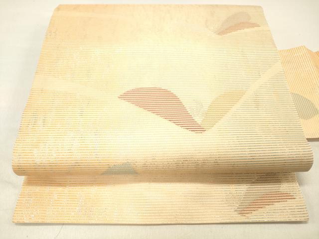平和屋着物＊夏物　九寸名古屋帯　草葉文　金銀糸　正絹　逸品　DABC8542cm
