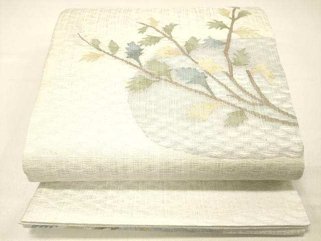 平和屋着物＊夏物　太鼓柄袋帯　櫛織　枝葉文　正絹　逸品　DABC8565cm