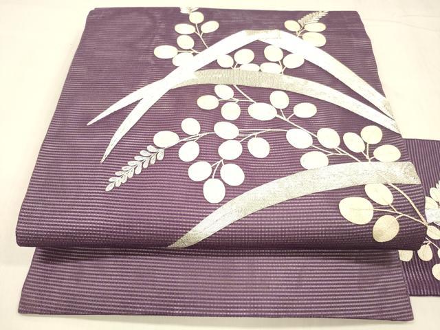 平和屋着物○六通柄袋帯 舞梅 金銀糸 正絹 逸品 DABD0177op 【公式通販】