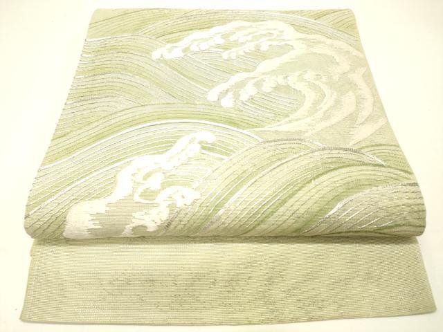 平和屋着物＊夏物　太鼓柄袋帯　駒刺繍　立波文　正絹　逸品　DABC8792cm