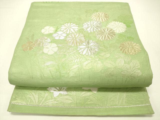 平和屋着物＊夏物　六通柄　本袋帯　草花文　金銀糸　正絹　逸品　DABC8807cm