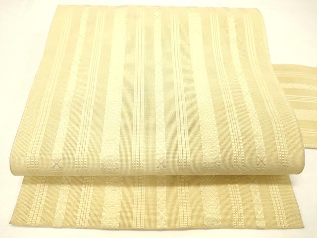 平和屋着物＊夏物　博多織　八寸名古屋帯　紗献上　淡黄色　DABC8855cm