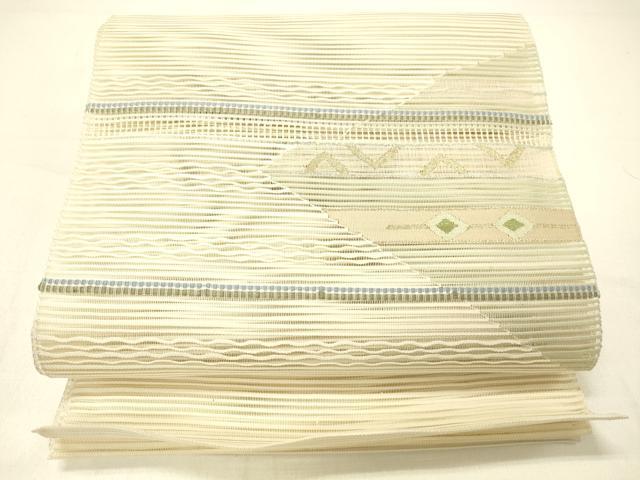 平和屋着物＊夏物　絽綴れ　八寸名古屋帯　抽象文様　金銀糸　正絹　逸品　DABC8997cm