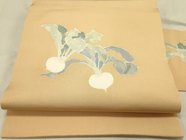 平和屋着物●塩瀬　九寸名古屋帯　作家物　成り物　かぶ　正絹　逸品　DABD0012op 平和屋着物○塩瀬 九寸名古屋帯 作家物 成り物 かぶ 正絹 逸品