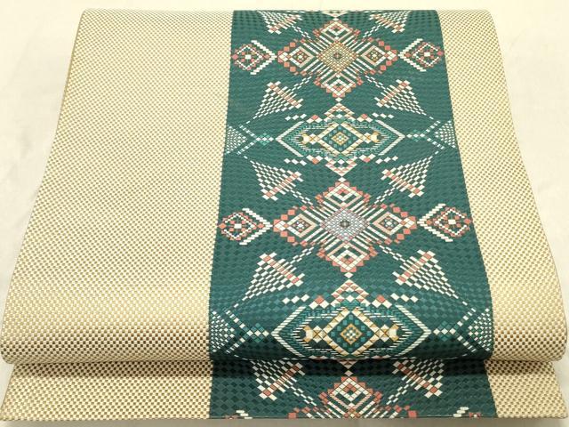 平和屋着物●本場筑前博多織　両面　六通柄袋帯　幾何学文様　正絹　逸品　DABD0020op 22,464円