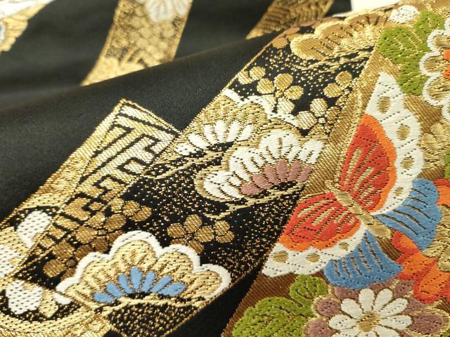 平和屋着物○六通柄袋帯 唐織 絖綵 正倉院花蝶