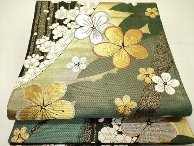 平和屋着物●六通柄袋帯　舞梅　金銀糸　正絹　逸品　DABD0177op 平和屋着物○六通柄袋帯 舞梅 金銀糸 正絹 逸品 DABD0177op 【公式通販】