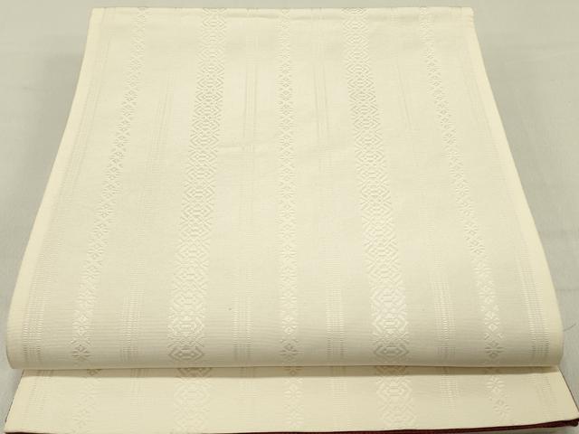 平和屋着物●本場筑前博多織　両面　全通柄京袋帯　献上　鳥の子色　正絹　逸品　DABD0210op