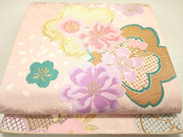 平和屋着物●両面　六通柄袋帯　唐織　舞桜　金糸　正絹　逸品　DABD0223op 平和屋着物○両面 六通柄袋帯 唐織 舞桜 金糸 正絹 逸品 DABD0223opの