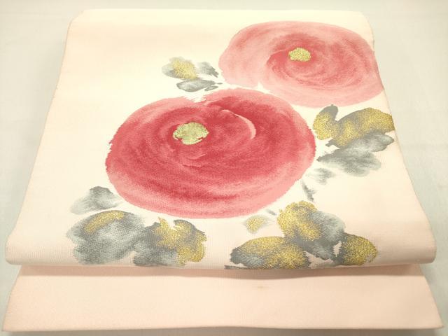平和屋着物●爪掻き本綴れ　八寸名古屋帯　霞文　正絹　逸品　DABE1034op 平和屋着物○爪掻き本綴れ 八寸名古屋帯 光琳菊 金糸 正絹