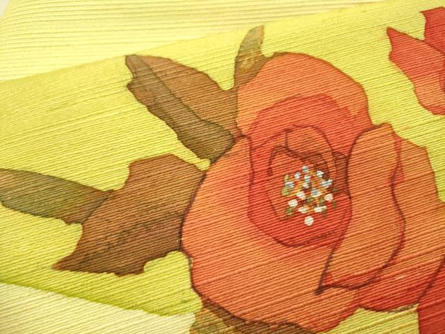 平和屋着物●九寸名古屋帯　作家物　紬地　枝花　ろうけつ染め　正絹　逸品　DABD0321op_3