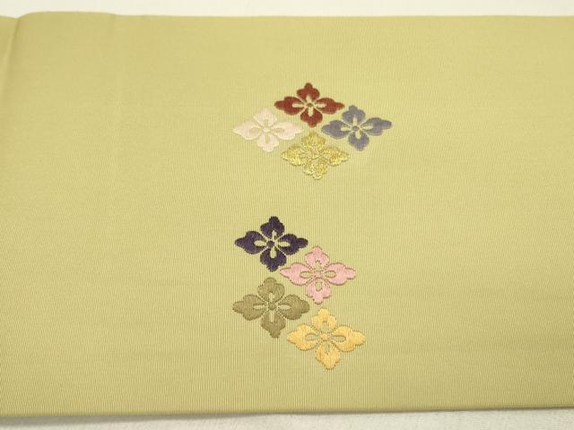 平和屋着物●塩瀬　九寸名古屋帯　唐織　作家物　花菱文　金糸　正絹　逸品　DABD0330op_5