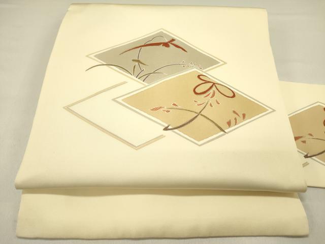 平和屋着物●塩瀬　九寸名古屋帯　花菱文　金彩　正絹　逸品　DABD0367op 平和屋着物○塩瀬 九寸名古屋帯 花菱文 金彩 正絹 逸品 DABD0367op