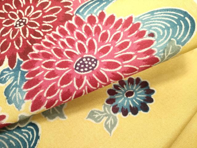 平和屋着物●つけ帯　型染　菊　正絹　逸品　DABD0593op