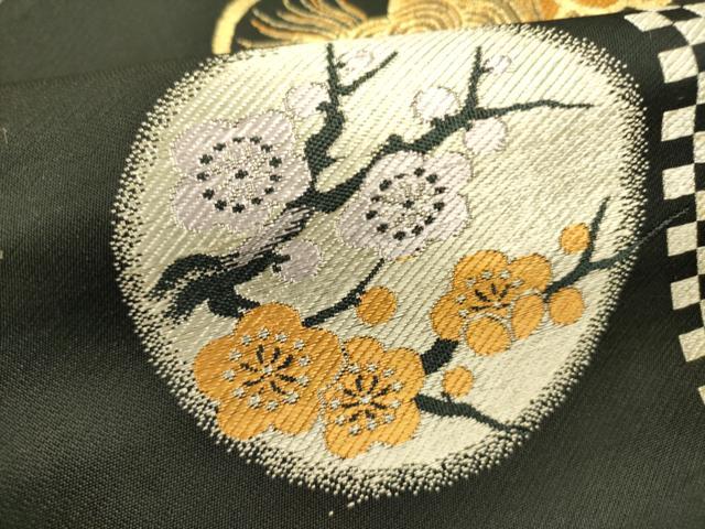 平和屋着物○アンティーク 大正ロマン 九寸名古屋帯 唐織 唐獅子 雪輪