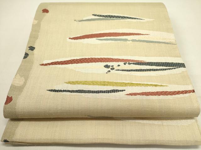 平和屋着物▽六通柄袋帯　スリーシーズン　春夏秋　抽象文様　正絹　逸品　DABD0805op