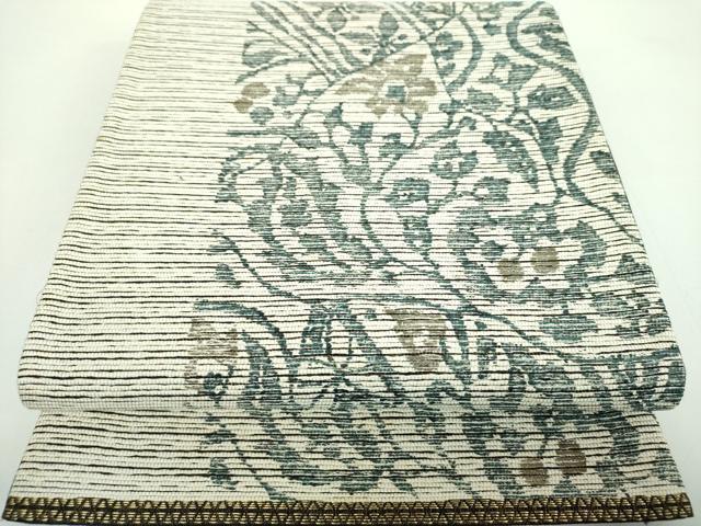 平和屋着物●二代目　川村久太郎　六通柄袋帯　草花文　金糸　正絹　逸品　DABD1010ps