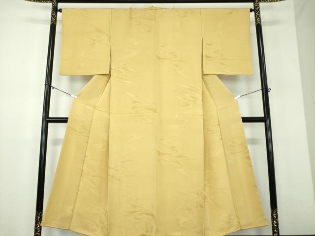 平和屋着物●上質な色無地　立波地紋　飴色　正絹　逸品　DABD1021ps