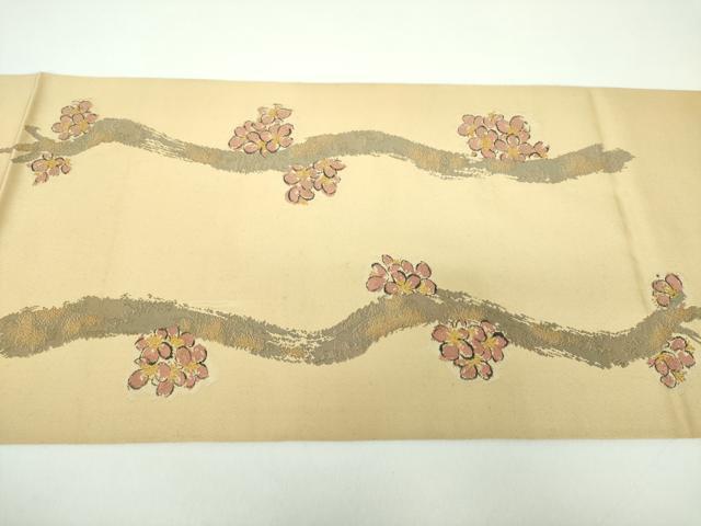 平和屋着物●桝屋高尾　六通柄　本袋帯　槍梅　金糸　正絹　逸品　DABD1125ps 平和屋着物○桝屋高尾 六通柄 本袋帯 槍梅 金糸 正絹 逸品
