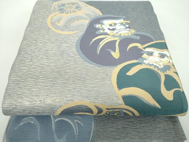 平和屋着物●六通柄袋帯　達磨　金糸　正絹　逸品　DABD1150ps