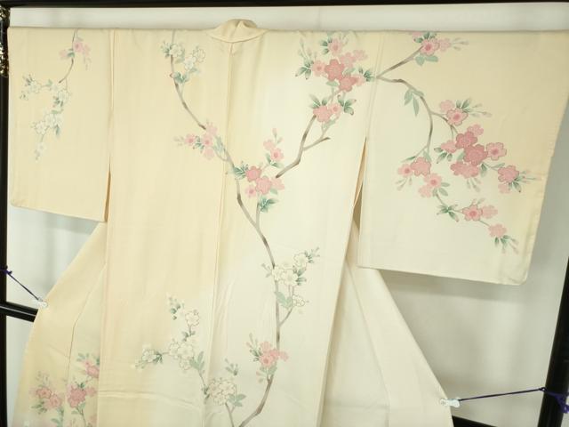 平和屋着物●中国三大刺繍　相良刺繍　訪問着　流水鴛鴦桜　暈し染め　金彩　正絹　逸品　DABD1224ps 平和屋着物○中国三大刺繍 相良刺繍 訪問着 流水鴛鴦桜 暈し染め 金彩