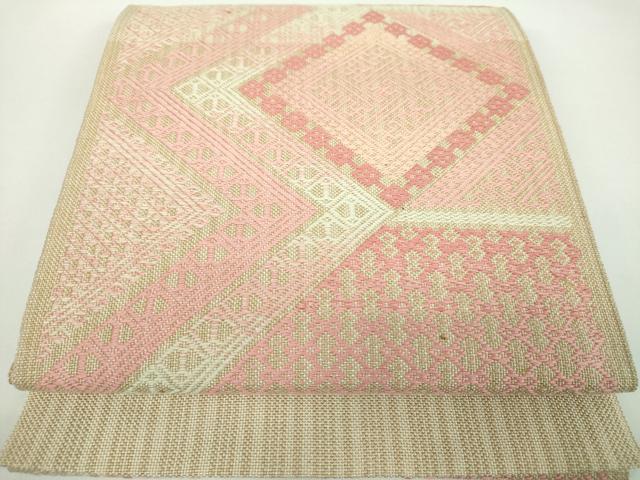 平和屋着物●八寸名古屋帯　こぎん刺し　菱文　正絹　逸品　DABD1273ps 平和屋本店□極上 こぎん刺し 八寸名古屋帯 菱吉祥文 黒地 さが美扱い
