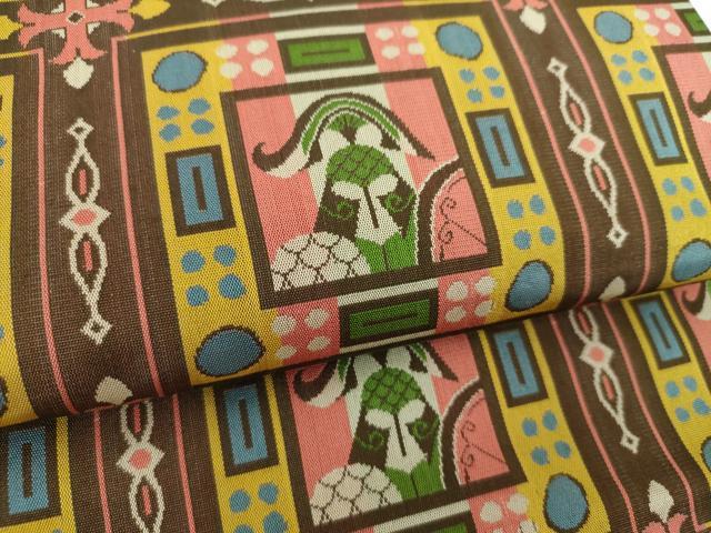 平和屋着物●龍村美術織物 　九寸開き名古屋帯　コプト甲冑異文　正絹　逸品　CABE8782hy 平和屋着物○龍村美術織物 九寸開き名古屋帯 コプト甲冑異文 正絹 逸品