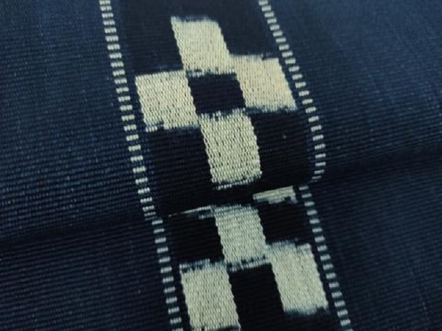 平和屋着物●沖縄県伝統工芸品　八重山ミンサー　手織り　八寸名古屋帯　間道　綿　逸品　DABD1293ps_2