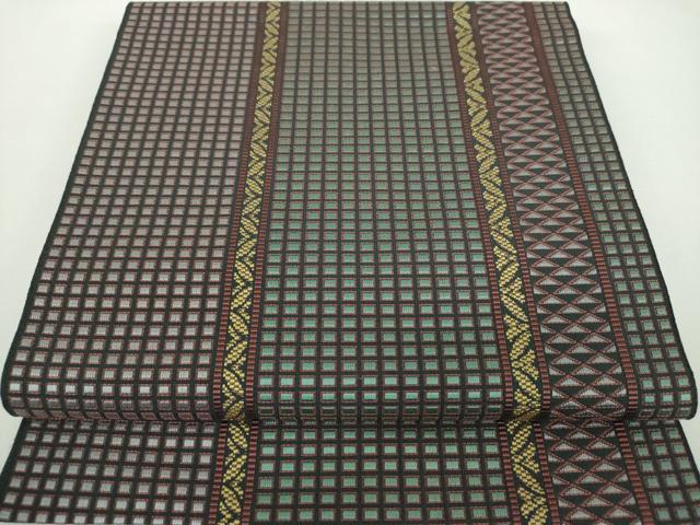 平和屋着物●本場筑前博多織　八寸名古屋帯　変わり間道　正絹　逸品　未使用　DABD1304ps