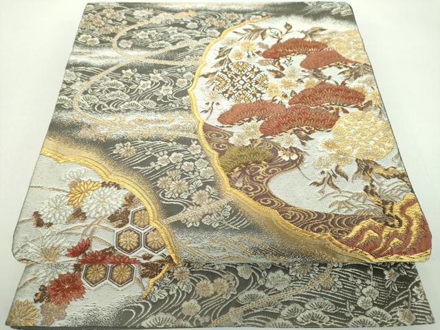 平和屋着物○西陣の名門 加納幸謹製 六通柄袋帯 唐織 流水吉祥花鳥文